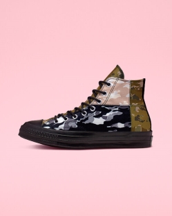 Converse Blocked Camo Chuck 70 Férfi Magasszárú Fekete/Olivazöld | CHGFEKL-HU